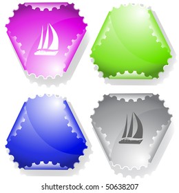 Yacht. Vector sticker.