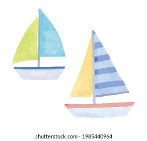 
Yacht watercolor illustration, sea image