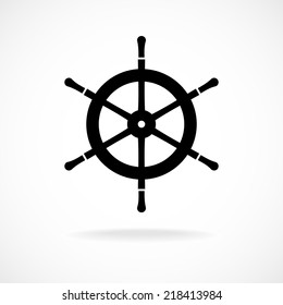 Yacht wheel symbol. Helm silhouette.