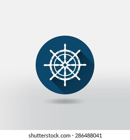 Yacht wheel symbol. Helm silhouette.