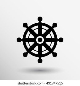 Yacht wheel symbol Helm silhouette icon on white background 