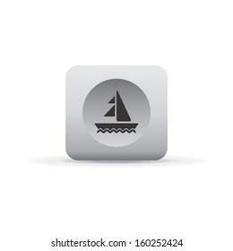 yacht white icon button