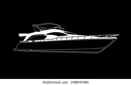 yacht white on black background