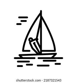 Yachting black line icon. Water activity. Pictogram for web page.