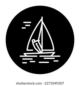 Yachting black line icon. Water activity. Pictogram for web page.