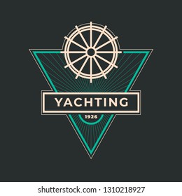 Yachting club logo set. Yachting, yahct club logo set with boad, sail and yacht. Yacht sport yachting club set. Vector illustration.