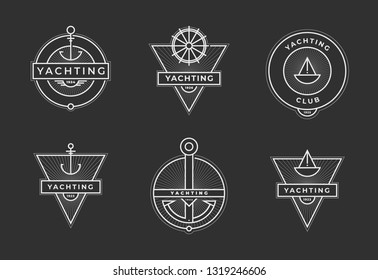 Yachting club logo set. Yachting, yahct club logo set with boad, sail and. Yacht sport. Vector illustration.