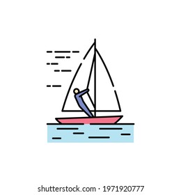Yachting color line icon. Isolated vector element. Outline pictogram for web page, mobile app, promo