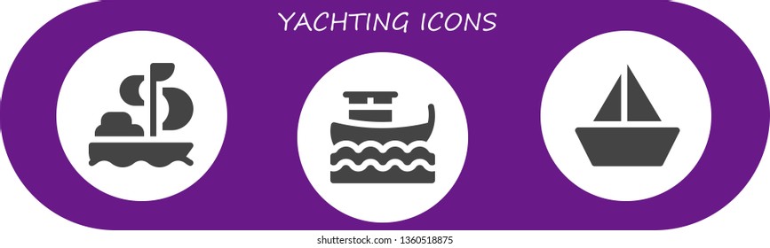 yachting icon set. 3 filled yachting icons.  Collection Of - Sailing, Boat, Sailboat