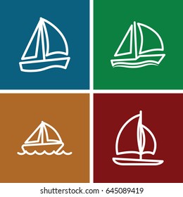 Yachting icons set. set of 4 yachting outline icons such as boat