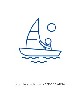 Yachting line icon concept. Yachting flat  vector symbol, sign, outline illustration.