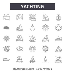 Yachting line icons for web and mobile design. Editable stroke signs. Yachting  outline concept illustrations