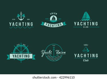 White Yachting Logo Set Stock Vector (Royalty Free) 423248461 ...