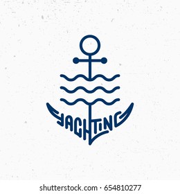 Yachting logo template design with a stylize anchor. Vector illustration.