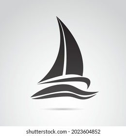 Yachting sail boat shape. Vector icon isolated on white background.