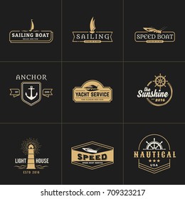 yachting and sailing vintage logo template for nautical business. Vector illustration