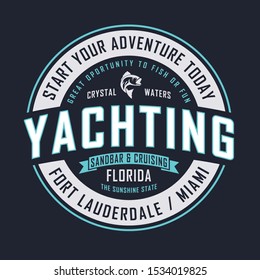 Yachting sport typography, tee shirt graphics, vectors