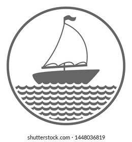 Yachting symbol. Boat with sail. Vector icon. 