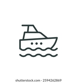 Yachting yacht, powerboat outline icon. Line sign motorboat, speedboat. Vector isolated pictogram for web and app on white background editable stroke.