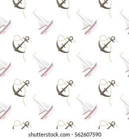 Yachts and anchors seamless pattern.