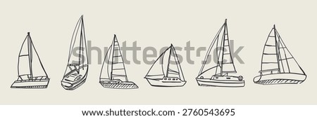Yachts hand drawn sketch collection