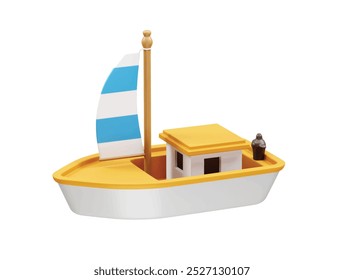 Yates icono isométrico Barco de crucero marino de lujo. Embarcación de yate 3d. Ilustración de icono de crucero marítimo de pesca Representación 3d