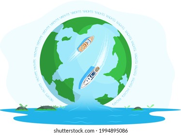 Yachts maritime ships at sea, shipping boats top view. Water transport sail boat regatta event ocean ship yacht sailing floating in ocean, weekend travel ships. Transportation sailboat. Summer holiday