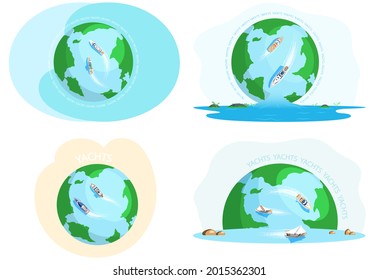 Yachts maritime ships at sea, shipping boats top view. Water transport sail boat regatta event ocean ship yacht sailing floating in ocean, weekend travel ships. Transportation sailboat. Summer holiday