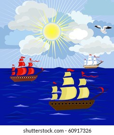 yachts on the high seas