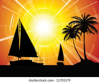 Yachts on the ocean - summer holiday background