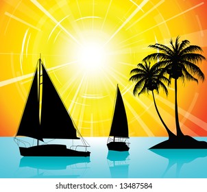 Yachts on the ocean - summer holiday background