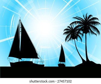 Yachts on the ocean - summer holiday background