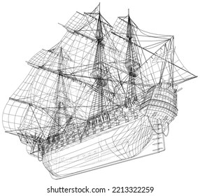 Yachts on sea waves. Seagull in the sky. Draw one continuous line. Vector illustration. Isolated on white background