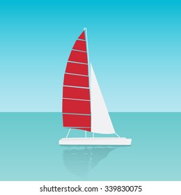 Yachts sail on the sea.