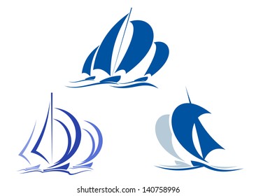 Yachts and sailboats symbols for yachting sport design or idea of logo. Jpeg (bitmap) version also available in gallery