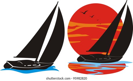 yachts silhouette - under sail