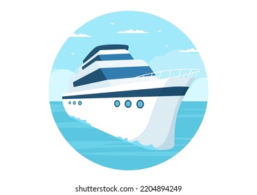 Yachts Template Hand Drawn Cartoon Flat Illustration with People Dancing, Sunbathing, Drinking Cocktails and Relaxing on Cruise Yacht at Ocean