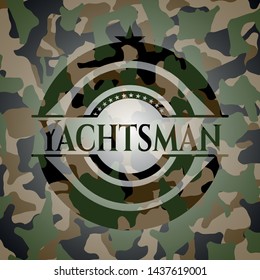 Yachtsman on camo pattern. Vector Illustration. Detailed.