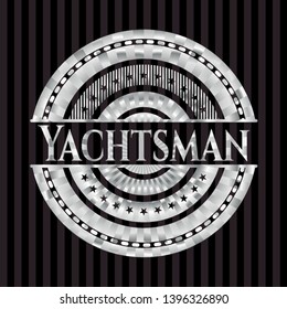 Yachtsman silver badge. Vector Illustration. Mosaic.