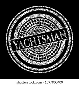 Yachtsman written with chalkboard texture. Vector Illustration. Detailed.