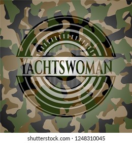 Yachtswoman on camo pattern