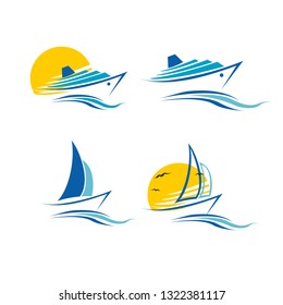 yacth ship sailing logo icon vector set