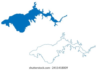 Yacyreta Lake (Argentine Republic, Argentina, Paraguay) map vector illustration, scribble sketch Reservoir Yacyretá or Jasyretâ-Apipé Hydroelectric Power Station dam map