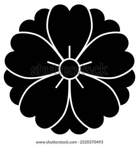 Yae Sakura (Double Cherry Blossom): A vector icon illustration of a Japanese family crest with a cherry blossom motif.