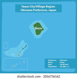 Yaese City Village Region Okinawa Prefecture Map, Japan