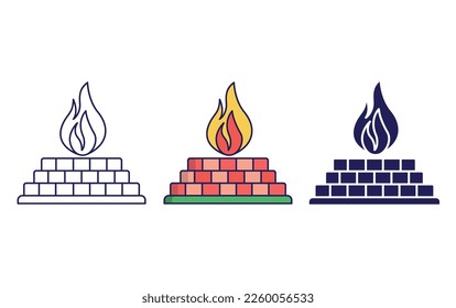 Yagna, fire vector illustration icon