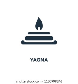 Yagna icon. Black filled vector illustration. Yagna symbol on white background. Can be used in web and mobile.