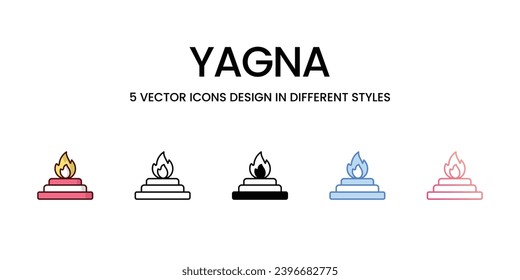 Iconos de Yagna establecen la ilustración vectorial. material vectorial,