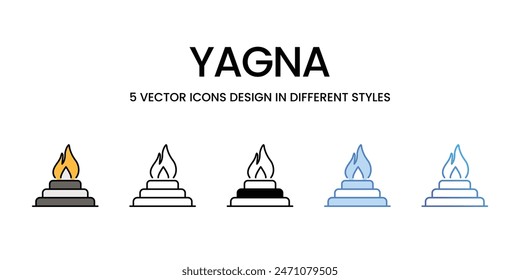 Yagna icons vector set stock illustration.