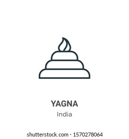 Yagna outline vector icon. Thin line black yagna icon, flat vector simple element illustration from editable india concept isolated on white background